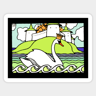 Fairy Tale Russian Swan with Crown Sticker